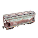 PREORDER Micro-Trains HO 2200007 Grit N Grime Weathered 2-Bay Covered Hopper, Burlington Northern Santa Fe