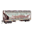 PREORDER Micro-Trains HO 2200007 Grit N Grime Weathered 2-Bay Covered Hopper, Burlington Northern Santa Fe