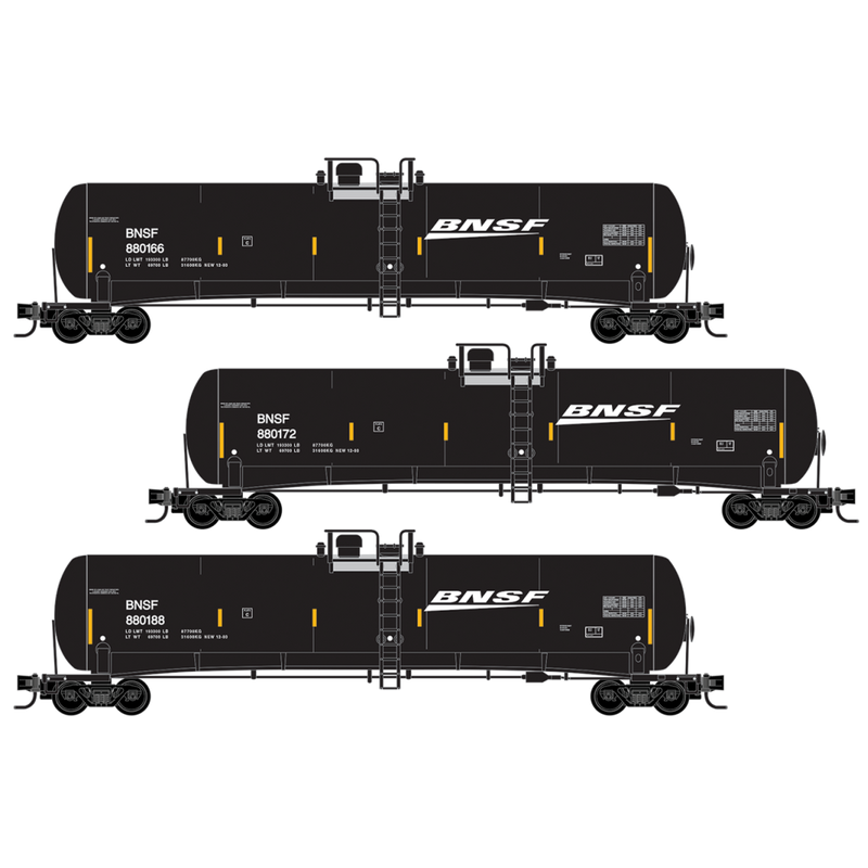 PREORDER Micro-Trains N 98300246 56’ General Service Tank Car Runner Pack, Burlington Northern Santa Fe