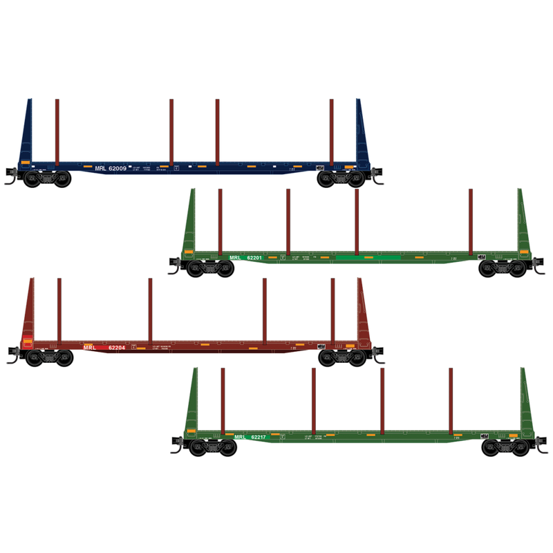 PREORDER Micro-Trains N 98302294 61’ Bulkhead Flatcar, Montana Rail Link Easter Egg Bulkhead (4-Pack)