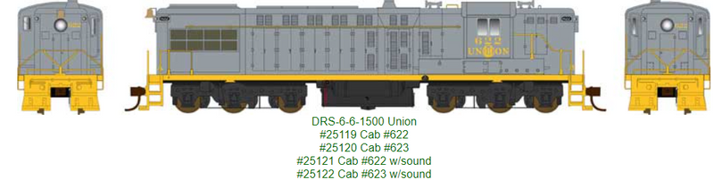 Bowser 25119 Baldwin DRS-6-6-1500 - Standard DC - Executive Line -- Union 622 (gray, yellow), HO