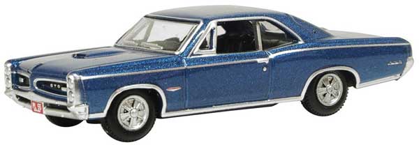 Oxford Diecast 87PG66001 1966 Pontiac GTO - Assembled -- Fontaine Blue, HO