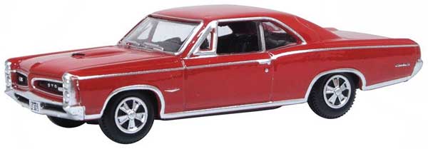 Oxford Diecast 87PG66002 1966 Pontiac GTO - Assembled -- Montero Red, HO