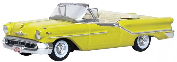 Oxford Diecast 87OC57001 1957 Oldsmobile 88 Convertible - Assembled -- Coronado Yellow, HO