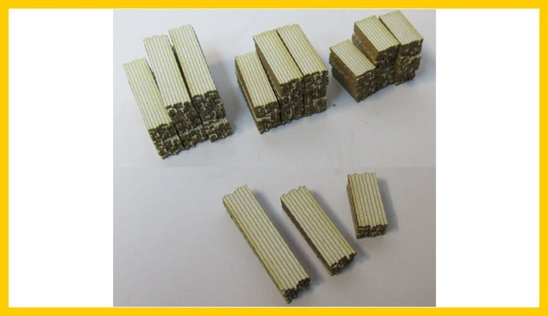 RSlaserKits 2520 Assorted Lumber Stacks, HO