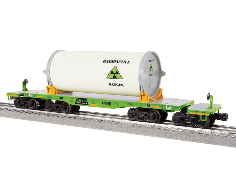 PREORDER Lionel 2-526170 O 8-Axle Heavy-Duty Flatcar w/Canister Load - 3-Rail - Ready to Run -- Area 51