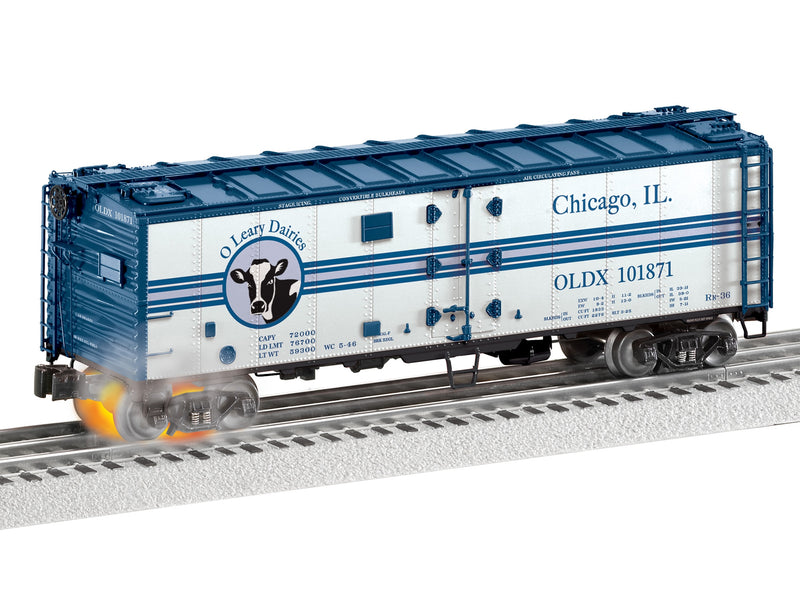 PREORDER Lionel 2-526290 O Steel Reefer with Hotbox Effects - 3-Rail - Ready to Run -- O Leary Dairies