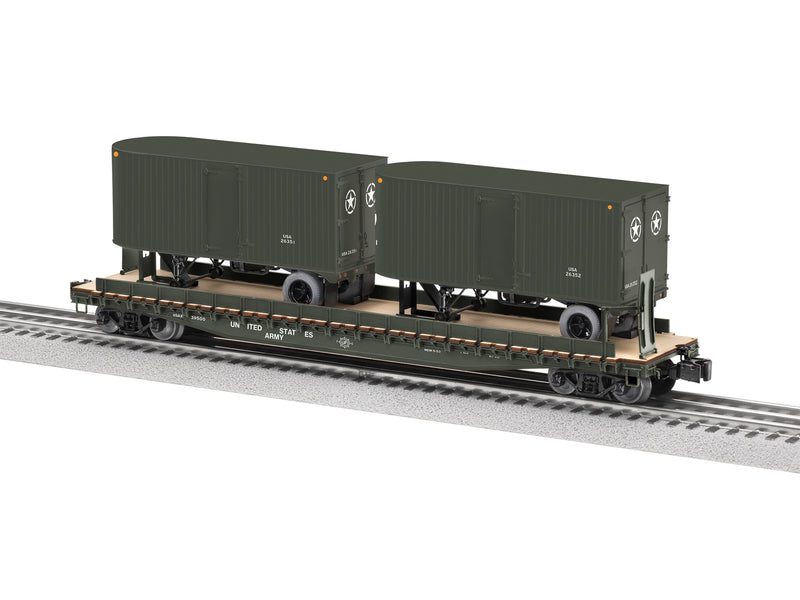 PREORDER Lionel 2-526350 O Intermodal TOFC Flatcar w/2 Trailers - 3-Rail - Ready to Run -- U.S. Army