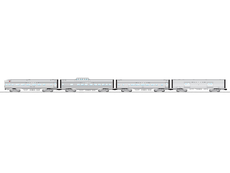 PREORDER Lionel O 2527680 15" Aluminum Passenger Car, Atchison Topeka & Santa Fe (4-Pack) | 989.99