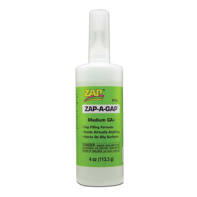 Robart Mfg Inc PT05 Zap-A-Gap/CA+ Filling Adhesive, 4oz 118mL