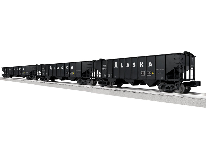 PREORDER Lionel 2-542190 O 3-Bay Hopper Peaked Ends 3-Pack - Scale 3-Rail - Ready to Run -- Alaska Railroad