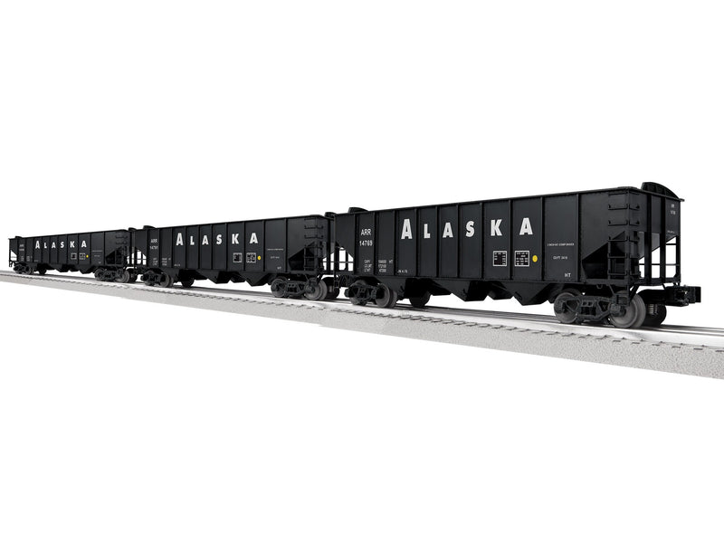 PREORDER Lionel 2-542195 O 3-Bay Hopper Peaked Ends 3-Pack - Scale 3-Rail - Ready to Run -- Alaska Railroad