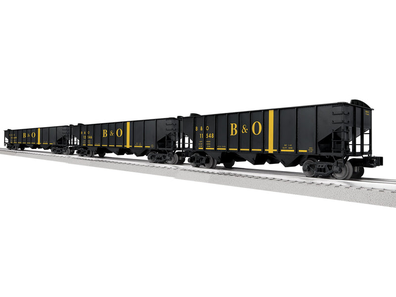 PREORDER Lionel 2-542200 O 3-Bay Hopper Peaked Ends 3-Pack - Scale 3-Rail - Ready to Run -- Baltimore & Ohio