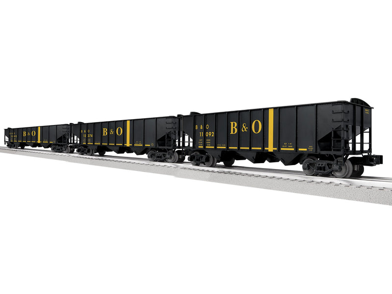 PREORDER Lionel 2-542205 O 3-Bay Hopper Peaked Ends 3-Pack - Scale 3-Rail - Ready to Run -- Baltimore & Ohio