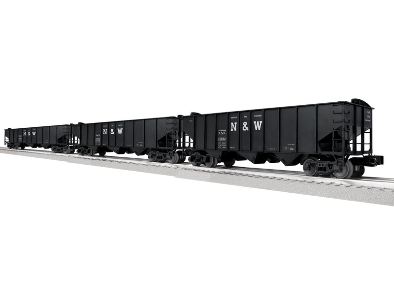 PREORDER Lionel 2-542230 O 3-Bay Hopper Peaked Ends 3-Pack - Scale 3-Rail - Ready to Run -- Norfolk & Western