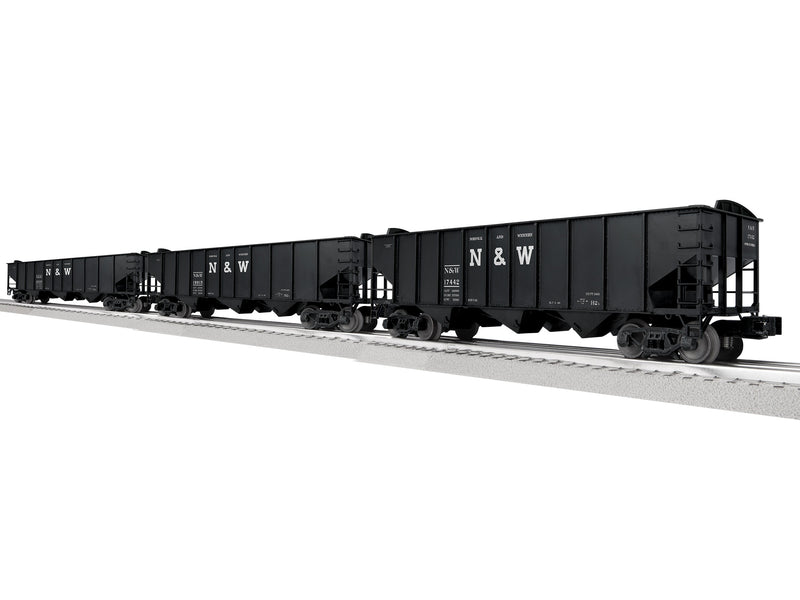 PREORDER Lionel 2-542235 O 3-Bay Hopper Peaked Ends 3-Pack - Scale 3-Rail - Ready to Run -- Norfolk & Western