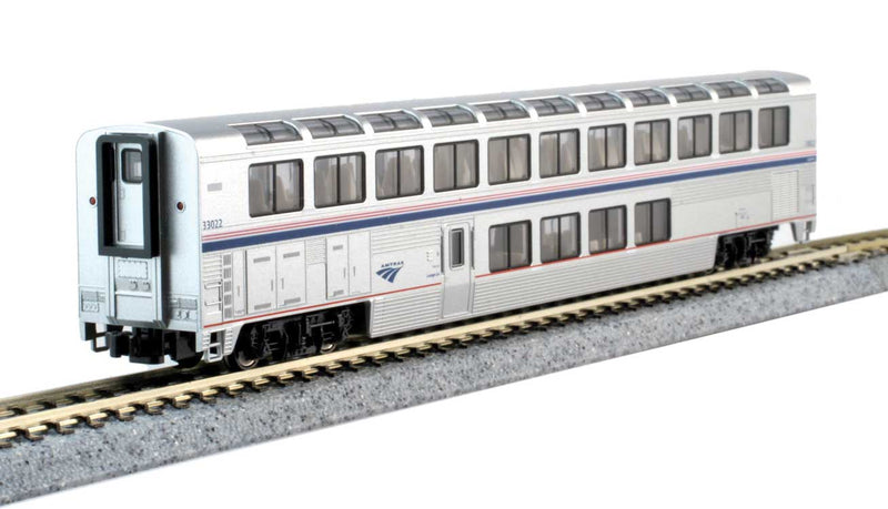 Kato USA 10-1789 Viewliner Baggage & 5 Superliner Car Bookcase Set -- Amtrak (Phase VI; silver, blue, red), N Scale