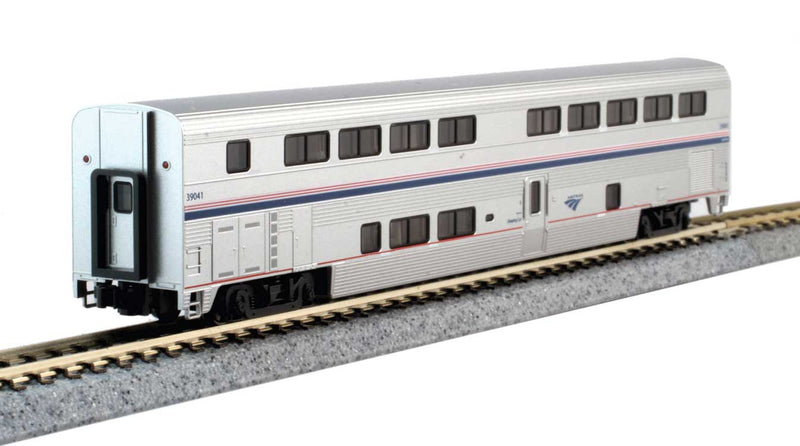 Kato USA 10-1789 Viewliner Baggage & 5 Superliner Car Bookcase Set -- Amtrak (Phase VI; silver, blue, red), N Scale