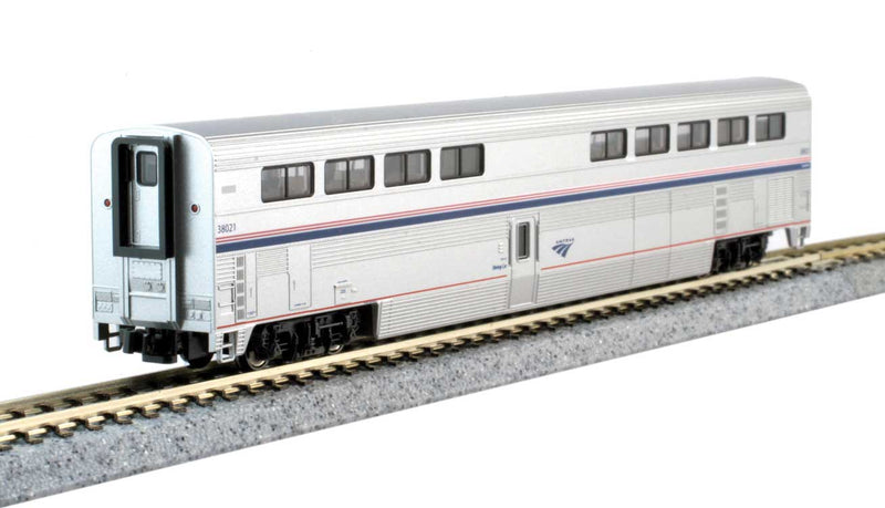 Kato USA 10-1789 Viewliner Baggage & 5 Superliner Car Bookcase Set -- Amtrak (Phase VI; silver, blue, red), N Scale