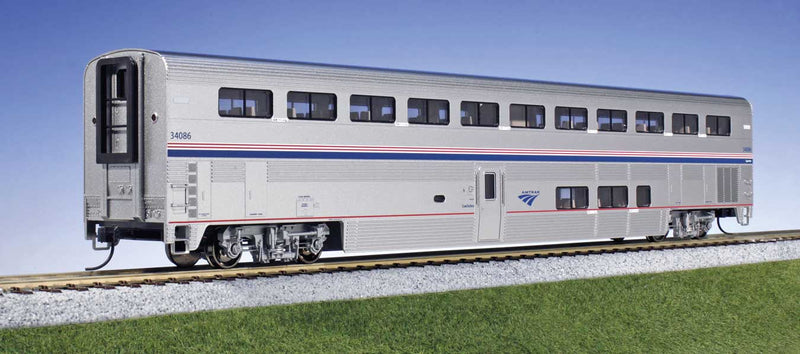 Kato USA 10-1789 Viewliner Baggage & 5 Superliner Car Bookcase Set -- Amtrak (Phase VI; silver, blue, red), N Scale