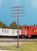 Rix Products HO 34 Railroad Telephone 4-Arm Poles Kit, 12 Poles & 48 Crossarms (brown)