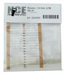 NCE 7Kx20 2700 Ohm Resistor, 1/8 Watt (20)