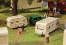 Faller HO 140483 1970s Camper Trailers, 2 Different Trailers