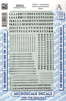 Microscale HO 90032 Roman Condensed Letters and Numbers, Black