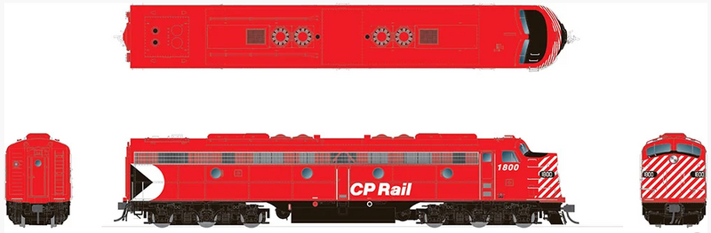 Rapido 28015 HO EMD E8A (DC/Silent): CP Rail - Action Red 5" Stripes: