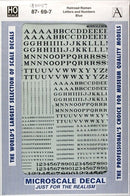 Microscale HO 90007 Railroad Roman Letters and Numbers, Blue
