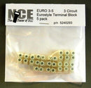 NCE Euro3-5 3-Circuit Eurostyle Terminal Strips, For 14-24 AWG Wire (5)