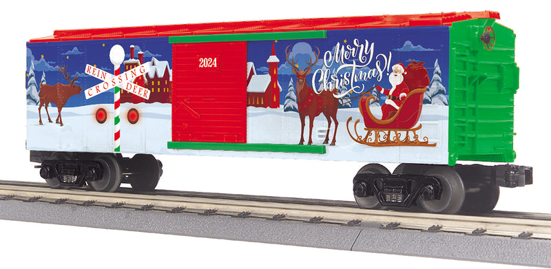 MTH RailKing O 30-71195 Box Car with Blinking LEDs, Christmas