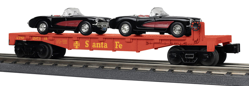 MTH RailKing O 30-76876 Flat Car with 2-Car Load, Santa Fe