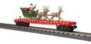 PREORDER MTH 30-76939 O Christmas Flat Car w/Lights, Santa Sleigh & Reindeer Â– Red