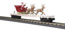 PREORDER MTH 30-76941 O Christmas Flat Car w/Lights, Santa Sleigh & Reindeer Â– White