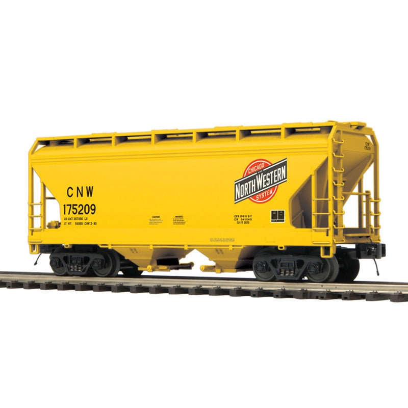 PREORDER Atlas 3002092 2-Bay Centerflow Covered Hopper - 2-Rail - Premier -- Chicago & North Western (yellow, black), O