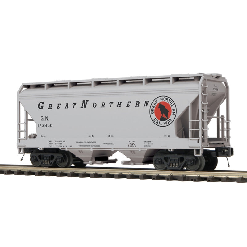 PREORDER Atlas 3002094 2-Bay Centerflow Covered Hopper - 2-Rail - Premier -- Great Northern (gray, black, red), O