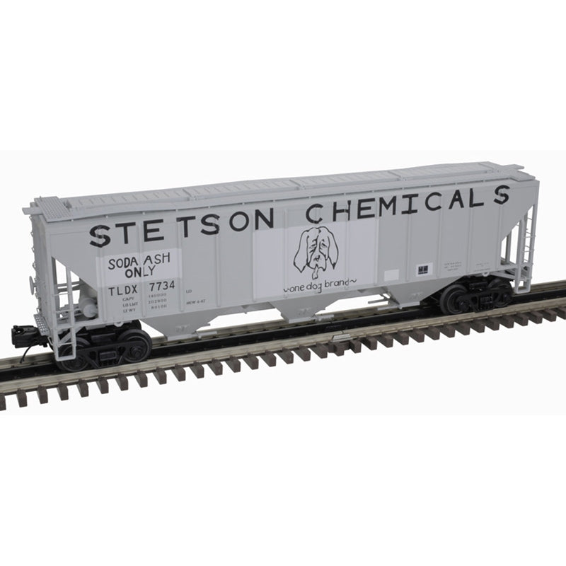 PREORDER Atlas 3002172 Pullman-Standard PS2-CD 4427 High-Side Covered Hopper - 2-Rail - Premier -- Stetson Chemicals TLDX (gray, black), O