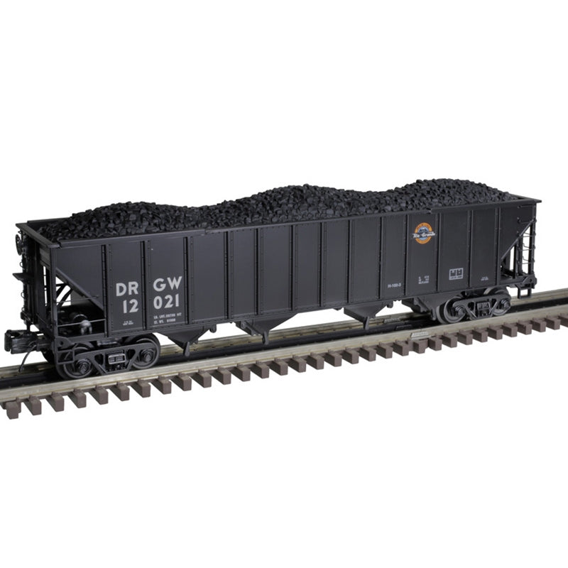 PREORDER Atlas 3002286 4-Bay Coal Hopper - 2-Rail - Ready to Run - Premier -- Denver & Rio Grande Western (black, white, orange, blue), O