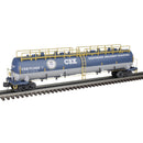 PREORDER Atlas 3002290 20,000-Gallon 4-Compartment Tank Car - 2-Rail - Ready to Run - Premier -- CSX (Responder Training (blue, gray, yellow), O