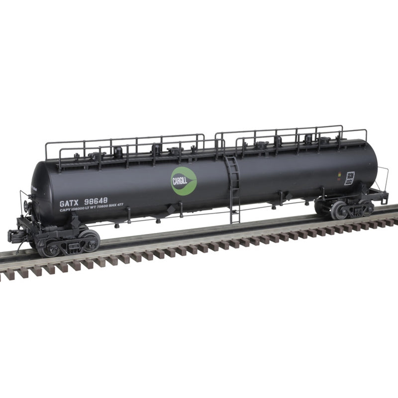 PREORDER Atlas 3002292 20,000-Gallon 4-Compartment Tank Car - 2-Rail - Ready to Run - Premier -- Cargill (black, green), O