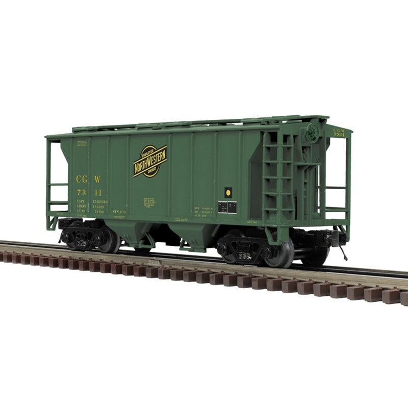 PREORDER Atlas 3002340 PS-2 3-Bay Covered Hopper - 2-Rail - Ready to Run - Premier -- Chicago & North Western CGW (green, yellow), O