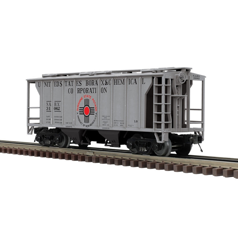 PREORDER Atlas 3002345 PS-2 3-Bay Covered Hopper - 2-Rail - Ready to Run - Premier -- U.S. Borax (gray, black, red), O