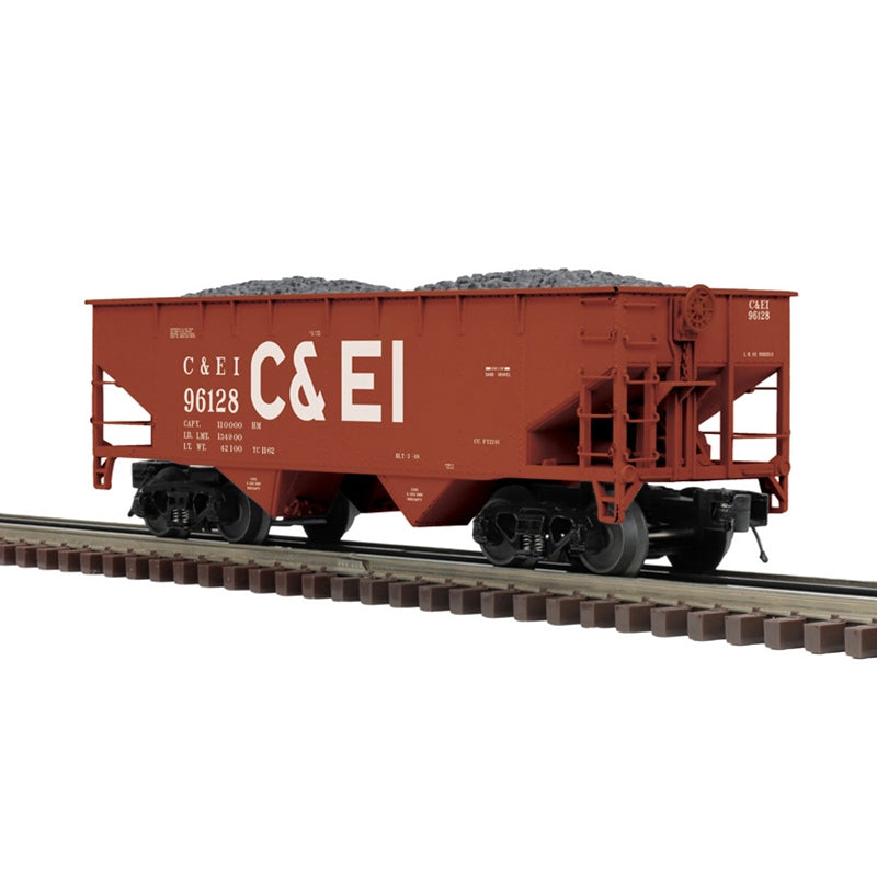 PREORDER Atlas 3001390 Offset-Side 2-Bay Hopper - 3-Rail - Ready to Run - Premier -- Chicago and Eastern Illinois (Boxcar Red, Large C&EI), O