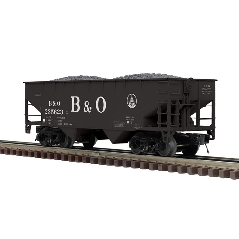 PREORDER Atlas 3002391 Offset-Side 2-Bay Hopper - 2-Rail - Ready to Run - Premier -- Baltimore & Ohio (black, Large B&O), O