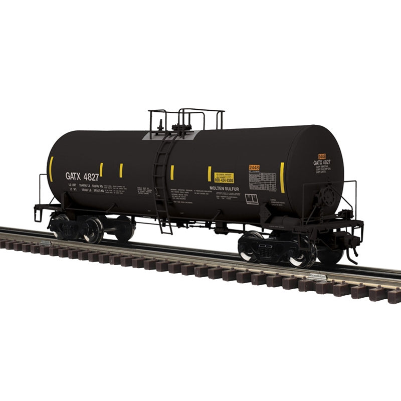 PREORDER Atlas 3001454 17,600-Gallon Corn Syrup Tank Car - 3-Rail - Ready to Run - Master(R) -- GATX Leasing (black, yellow conspicuity marks), O