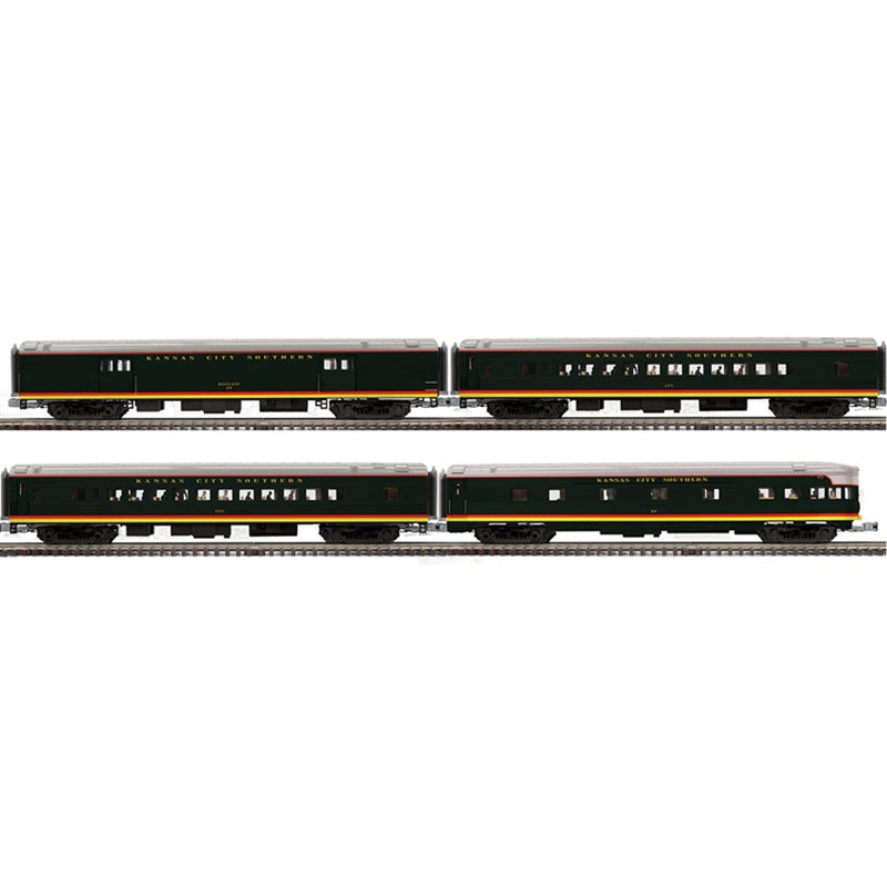 PREORDER Atlas 3001485 70' Baggage, 2 Coaches, Observation Set - 3-Rail - Premier -- Kansas City Southern