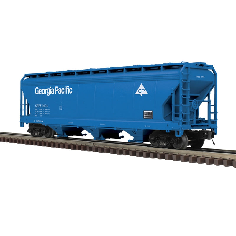 PREORDER Atlas 3001625 ACF(R) 3-Bay Centerflow Covered Hopper - 3-Rail - Premier -- Georgia Pacific (blue, white), O