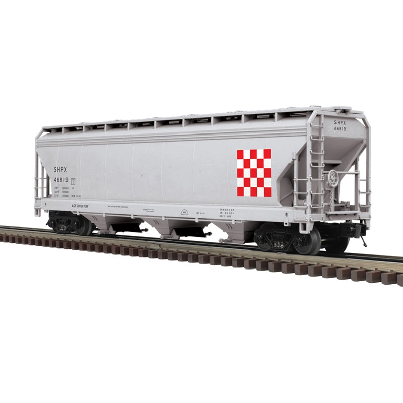 PREORDER Atlas 3002626 ACF(R) 3-Bay Centerflow Covered Hopper - 2-Rail - Premier -- Ralston Purina (gray, red, white), O