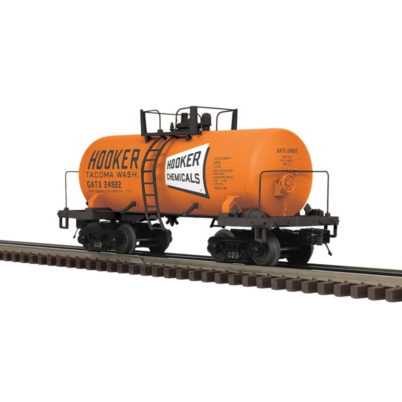PREORDER Atlas 3002631 8,000-Gallon Tank Car - 2-Rail - Ready to Run - Premier -- Hooker Chemicals (orange, white, black), O